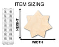 Unfinished Wood Star 7 Point Flower Shape - Craft - up to 46