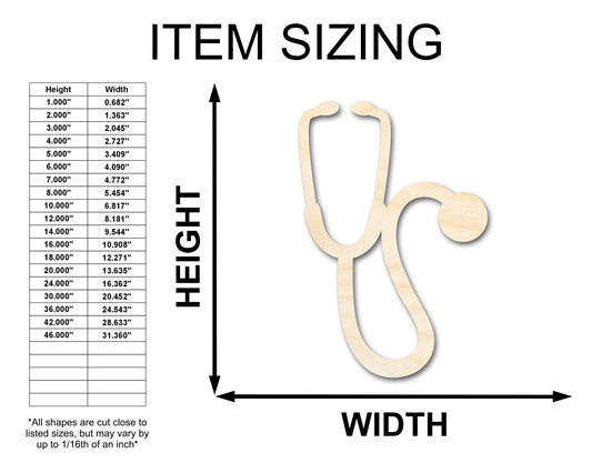 Unfinished Wood Stethoscope Shape | Craft Cutout | up to 46" DIY