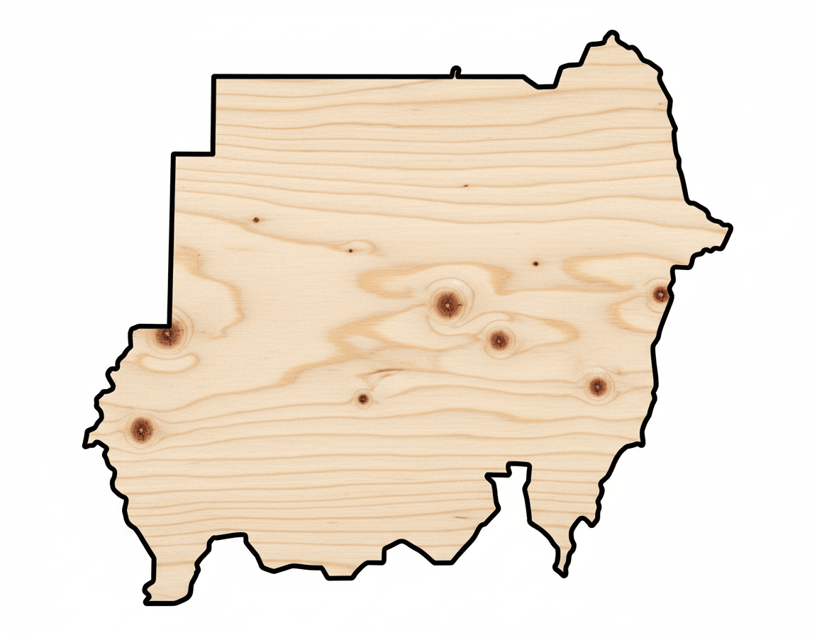 Unfinished Wood Sudan Country Shape - North Africa Craft - up to 46" DIY