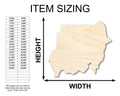 Unfinished Wood Sudan Country Shape - North Africa Craft - up to 46