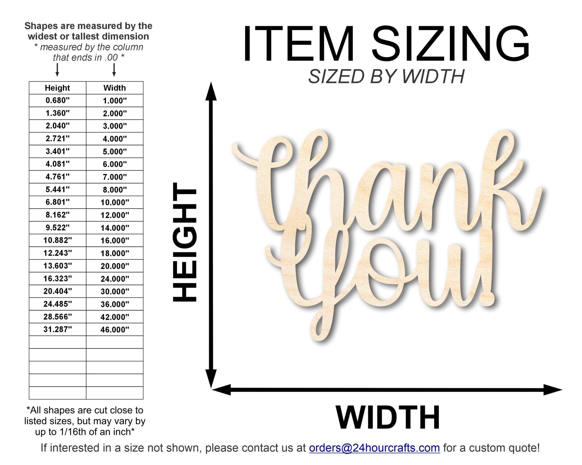 Unfinished Wood Thank You! Outline Shape | DIY Craft Cutout | Wooden Cut Out Cutouts Blank DIY