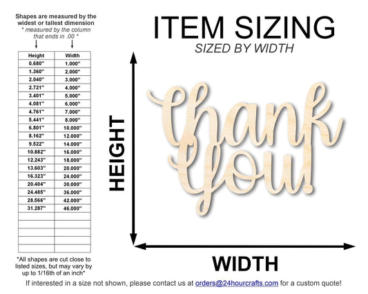 Unfinished Wood Thank You! Outline Shape | DIY Craft Cutout | Wooden Cut Out Cutouts Blank DIY