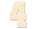 Unfinished Wood Varisty Number Four Shape | DIY Craft Cutout | Wooden Cut Out Cutouts Blank DIY
