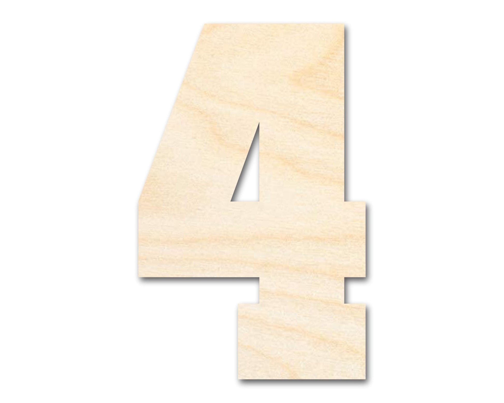 Unfinished Wood Varisty Number Four Shape | DIY Craft Cutout | Wooden Cut Out Cutouts Blank DIY