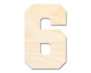 Unfinished Wood Varisty Number Six Shape | DIY Craft Cutout | Wooden Cut Out Cutouts Blank DIY