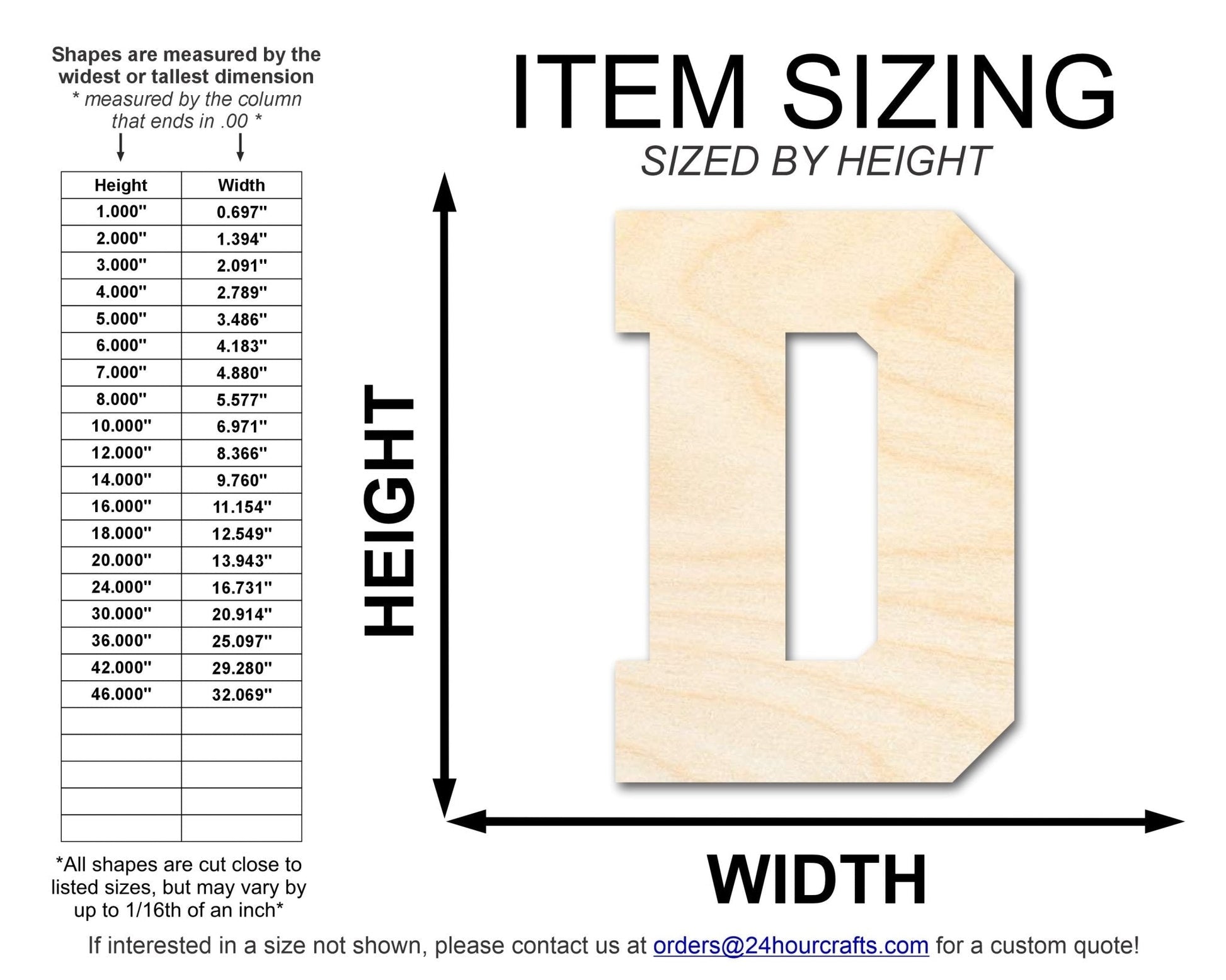 Unfinished Wood Varsity Team Font - D Shape | DIY Craft Cutout | Wooden Cut Out Cutouts Blank DIY