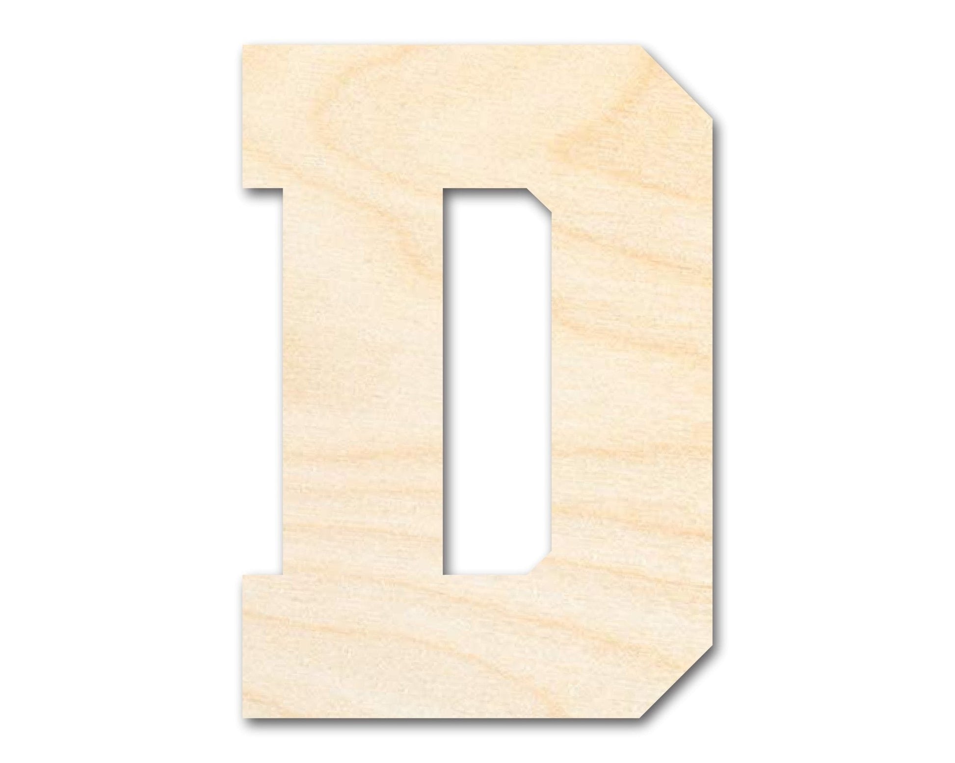 Unfinished Wood Varsity Team Font - D Shape | DIY Craft Cutout | Wooden Cut Out Cutouts Blank DIY