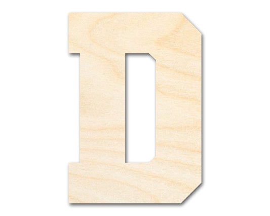 Unfinished Wood Varsity Team Font - D Shape | DIY Craft Cutout | Wooden Cut Out Cutouts Blank DIY