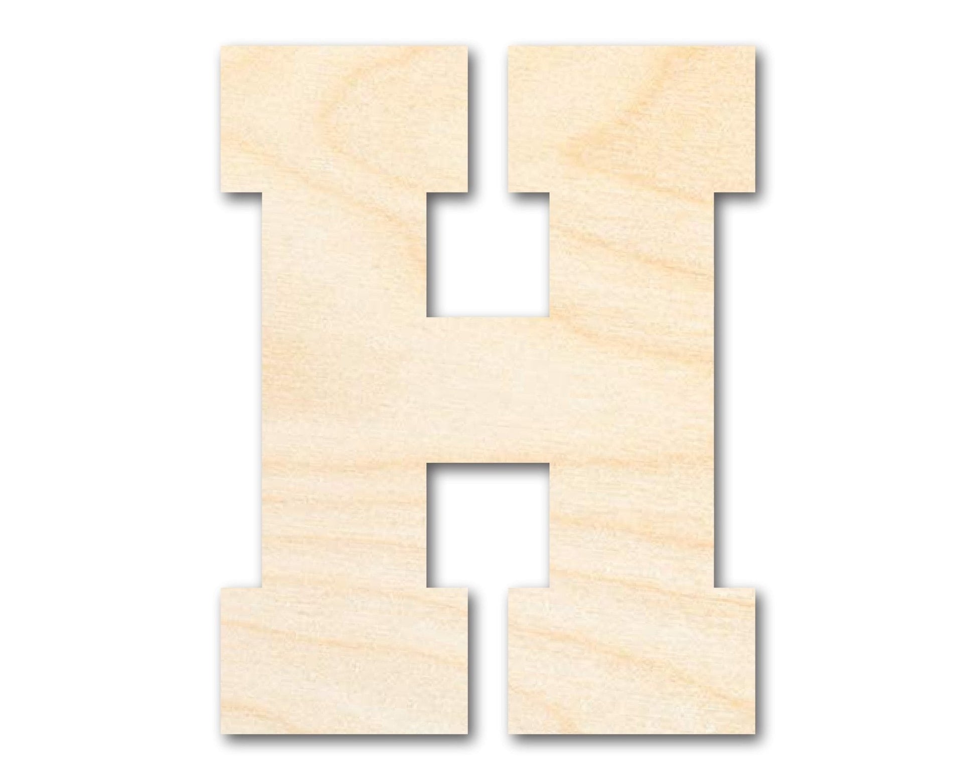 Unfinished Wood Varsity Team Font - H Shape | DIY Craft Cutout | Wooden Cut Out Cutouts Blank DIY