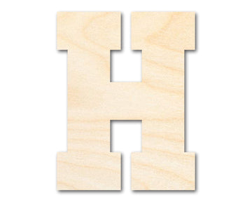 Unfinished Wood Varsity Team Font - H Shape | DIY Craft Cutout | Wooden Cut Out Cutouts Blank DIY