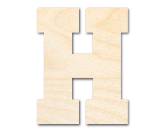 Unfinished Wood Varsity Team Font - H Shape | DIY Craft Cutout | Wooden Cut Out Cutouts Blank DIY