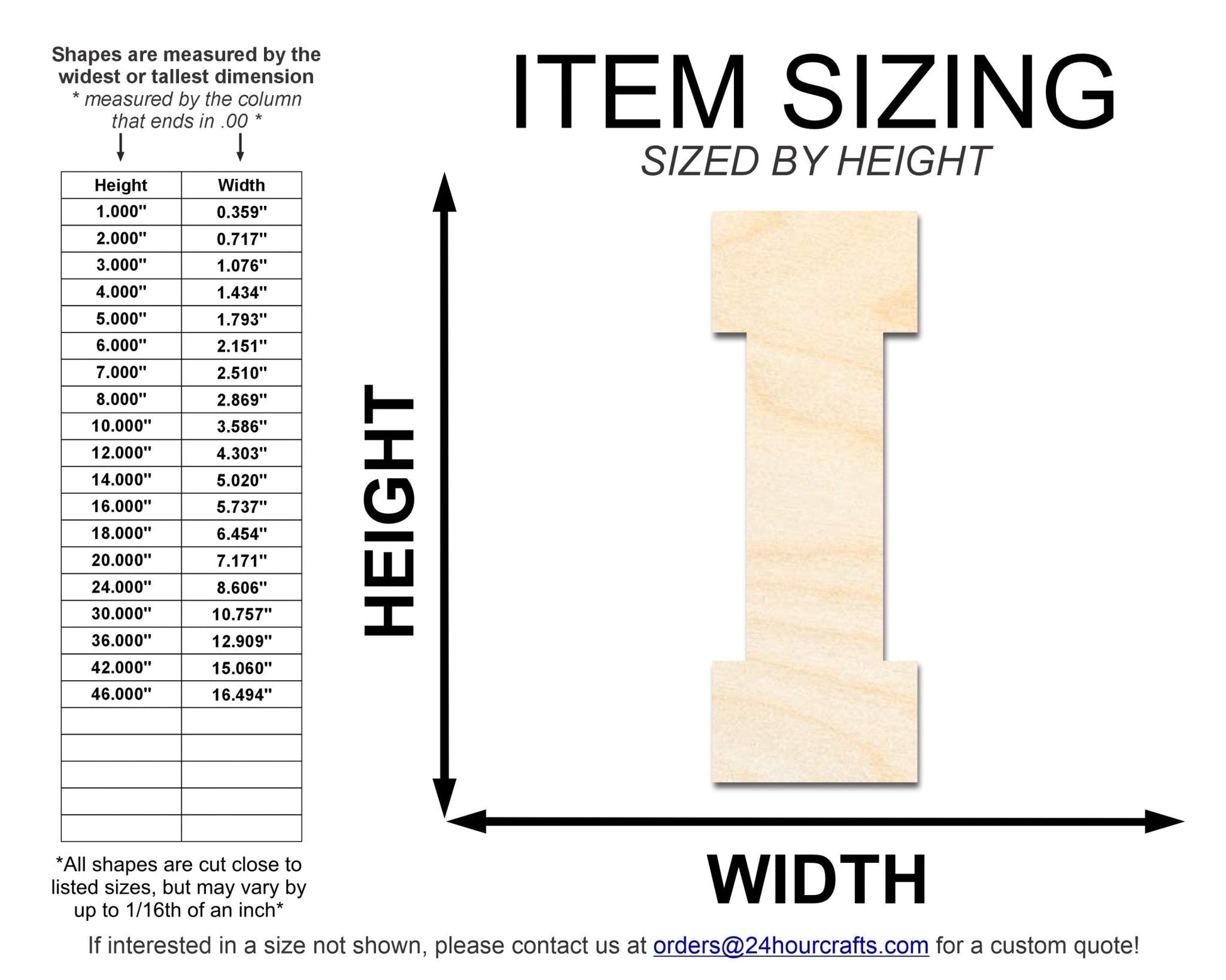 Unfinished Wood Varsity Team Font - I Shape | DIY Craft Cutout | Wooden Cut Out Cutouts Blank DIY