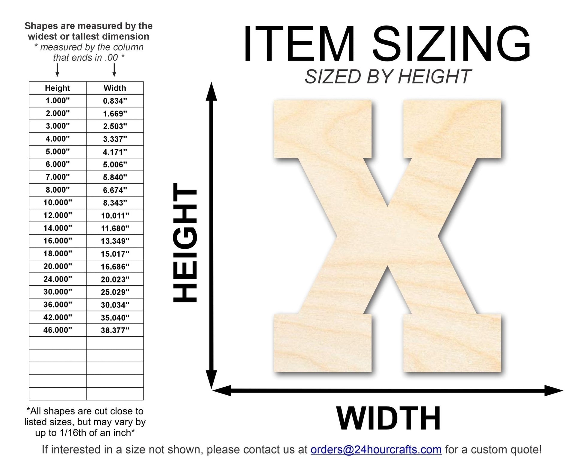 Unfinished Wood Varsity Team Font - X Shape | DIY Craft Cutout | Wooden Cut Out Cutouts Blank DIY