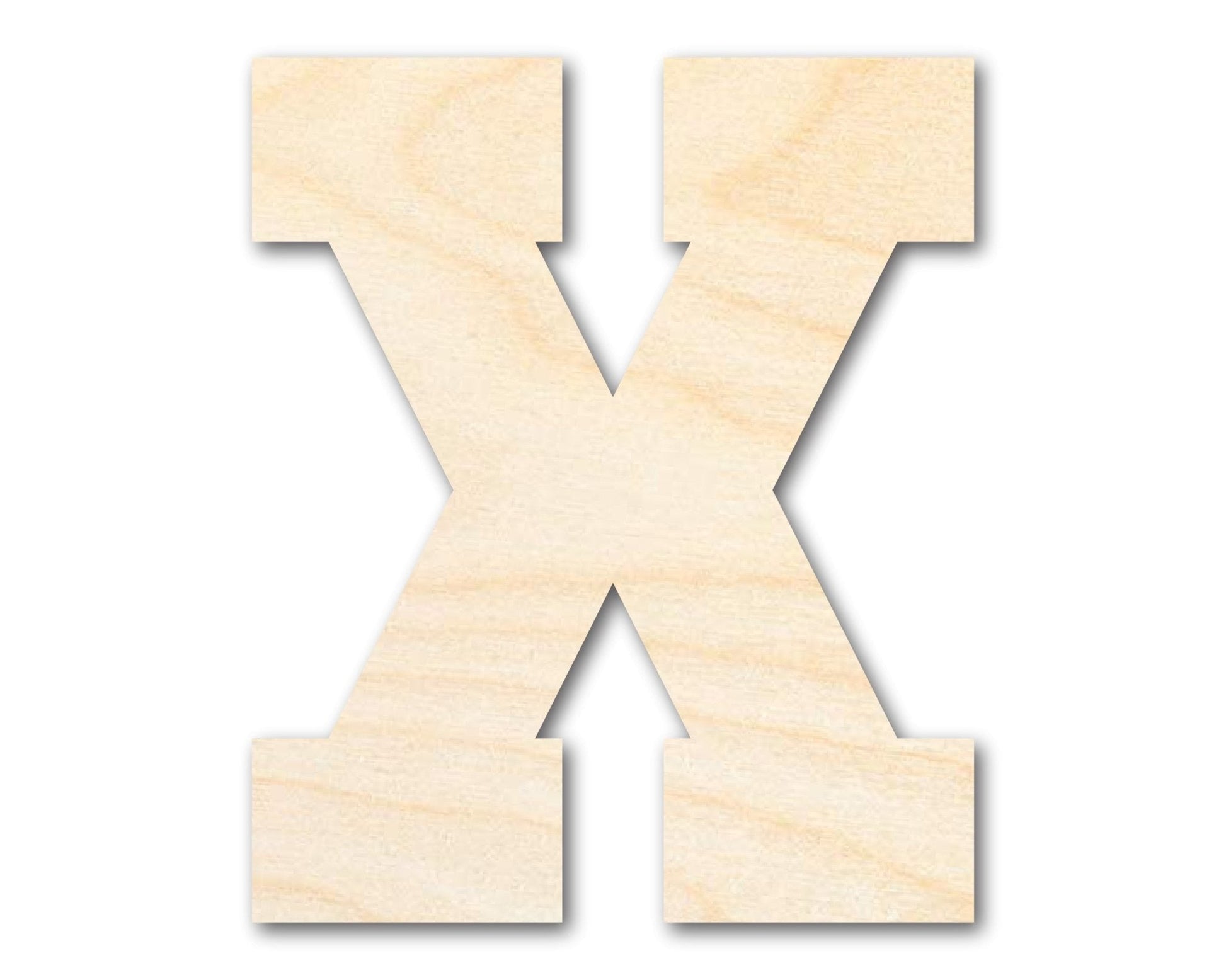 Unfinished Wood Varsity Team Font - X Shape | DIY Craft Cutout | Wooden Cut Out Cutouts Blank DIY