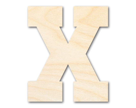 Unfinished Wood Varsity Team Font - X Shape | DIY Craft Cutout | Wooden Cut Out Cutouts Blank DIY