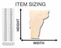 Unfinished Wood Vermont Shape - State - Craft - up to 46