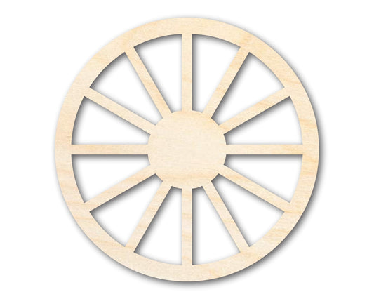 Unfinished Wood Wagon Wheel Shape | Rustic Farmhouse | DIY Craft Cutout | Up to 24"