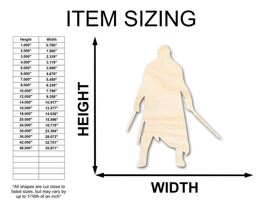 Unfinished Wood Warrior Shape - Craft - up to 46"