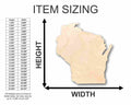 Unfinished Wood Wisconsin Shape - State - Craft - up to 46