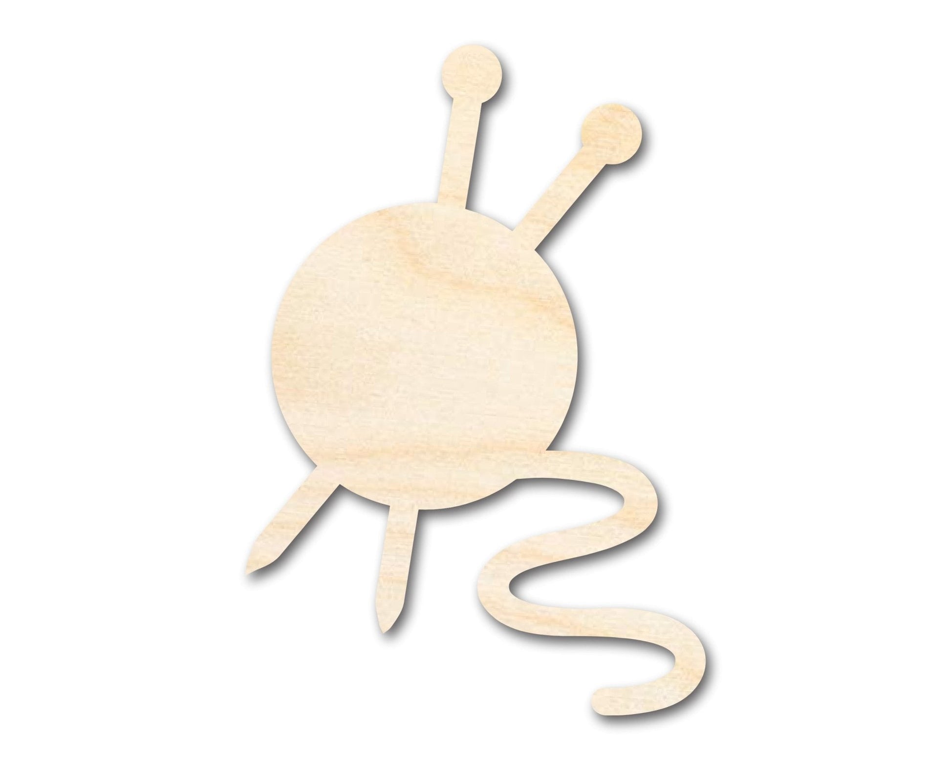 Yarn Shape | Knitting Ball and Needles Silhouette | Craft Cutout | up to 46" DIY Wood Cutout - Unfinished Door Hanger - DIY Craft Shape Blanks - Laser Cut Shapes - Decor Cut Outs